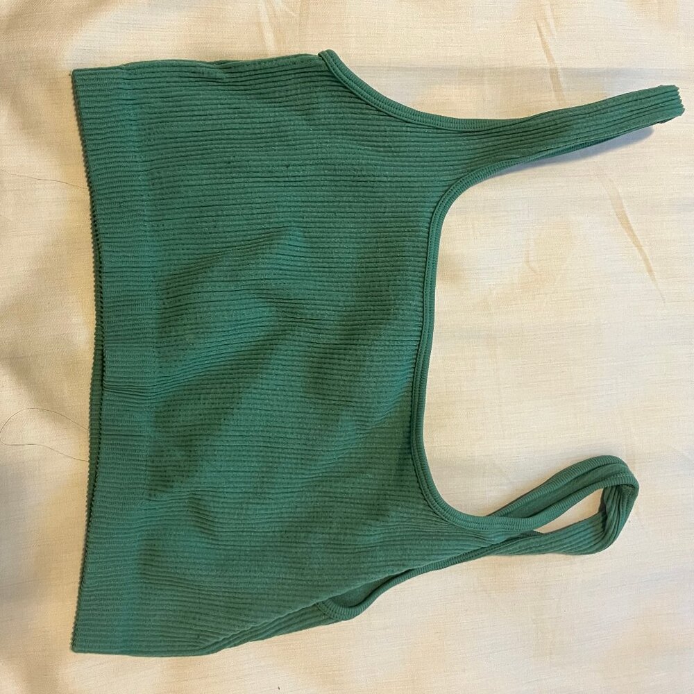 Green ribbed tank top
